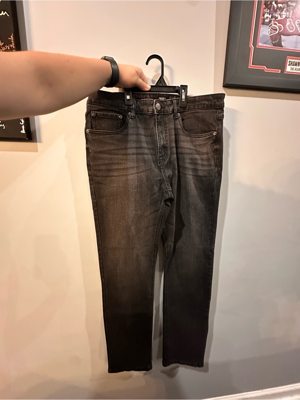 Forever 21 Men's Black Washed Skinny Jeans